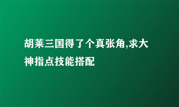 胡莱三国得了个真张角,求大神指点技能搭配