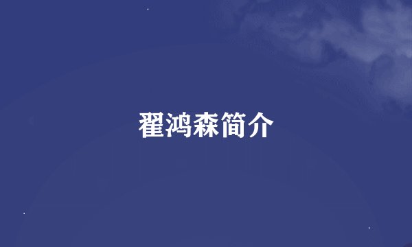 翟鸿森简介
