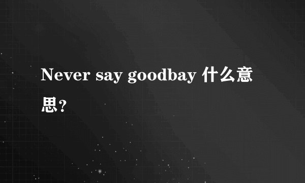 Never say goodbay 什么意思？