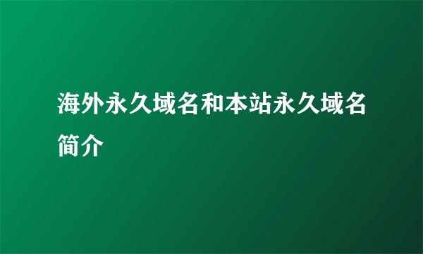 海外永久域名和本站永久域名简介