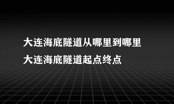 大连海底隧道从哪里到哪里 大连海底隧道起点终点