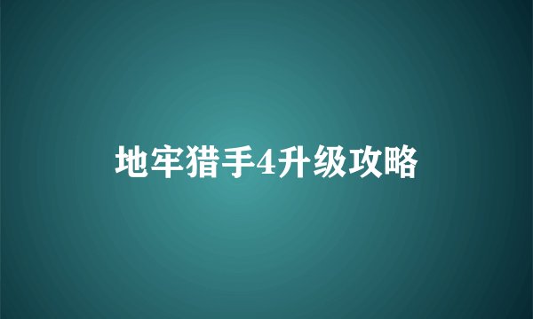 地牢猎手4升级攻略