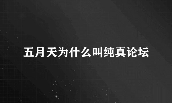 五月天为什么叫纯真论坛