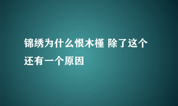 锦绣为什么恨木槿 除了这个还有一个原因