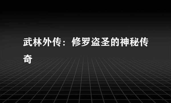 武林外传：修罗盗圣的神秘传奇