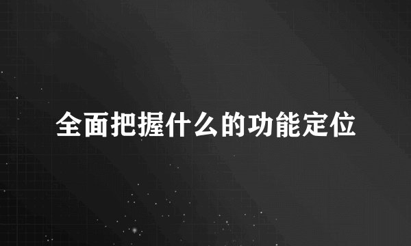 全面把握什么的功能定位