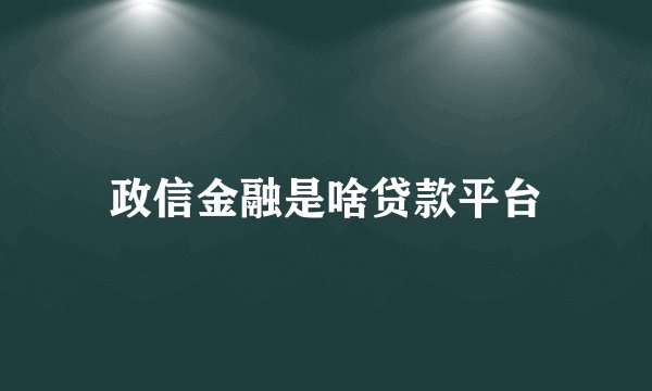 政信金融是啥贷款平台