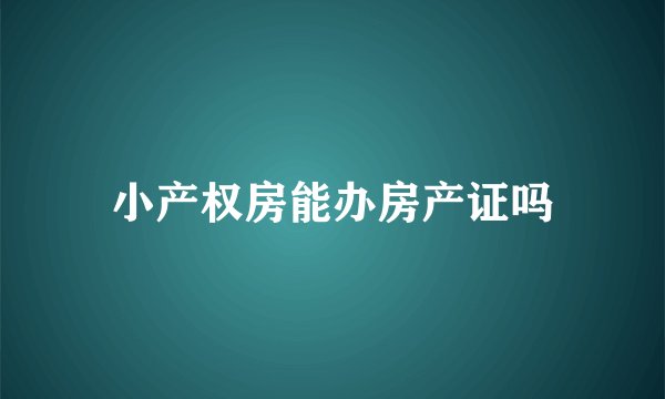小产权房能办房产证吗