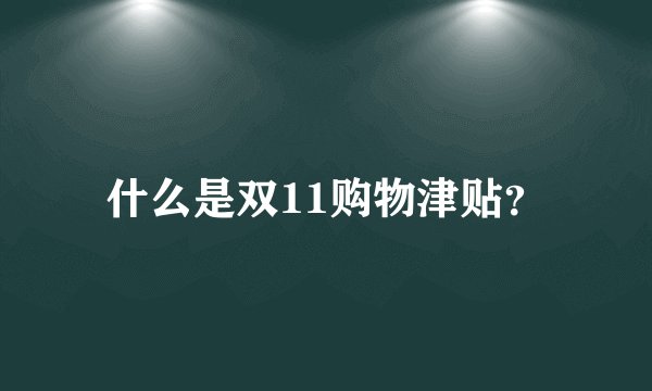 什么是双11购物津贴？