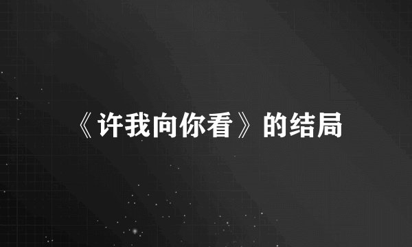 《许我向你看》的结局
