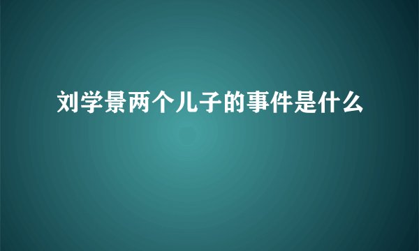刘学景两个儿子的事件是什么