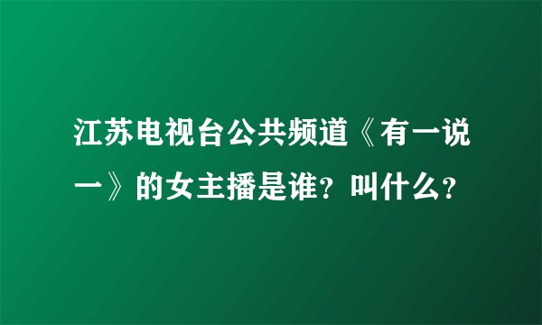 江苏电视台公共频道《有一说一》的女主播是谁？叫什么？