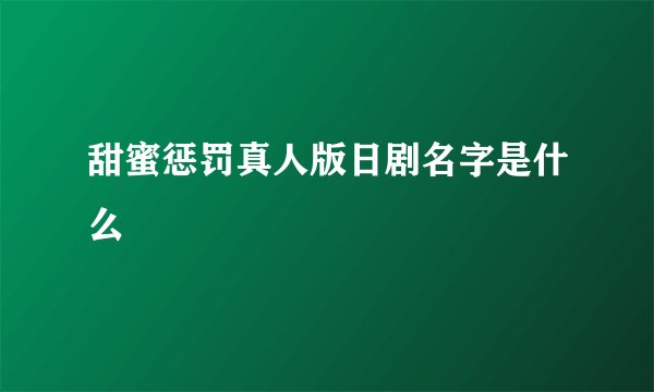 甜蜜惩罚真人版日剧名字是什么
