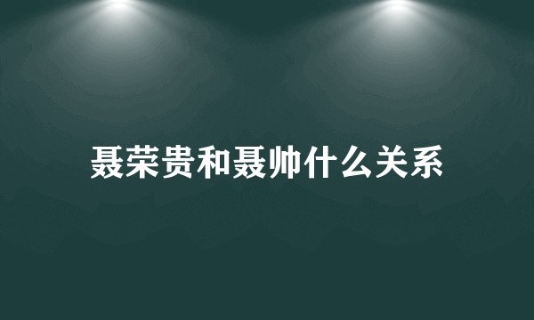 聂荣贵和聂帅什么关系