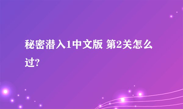 秘密潜入1中文版 第2关怎么过?