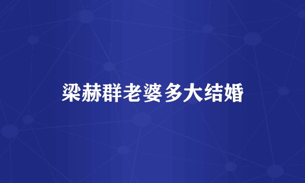 梁赫群老婆多大结婚