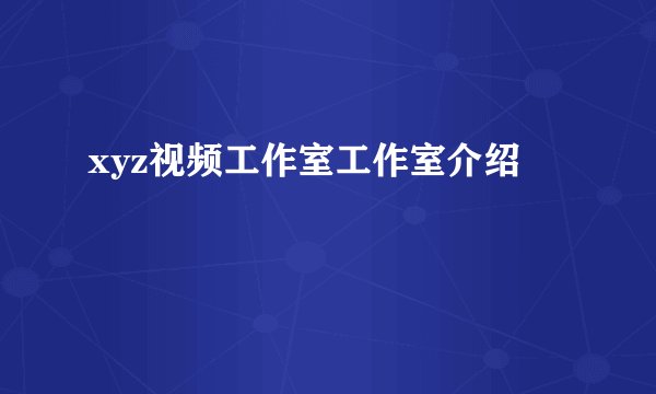 xyz视频工作室工作室介绍