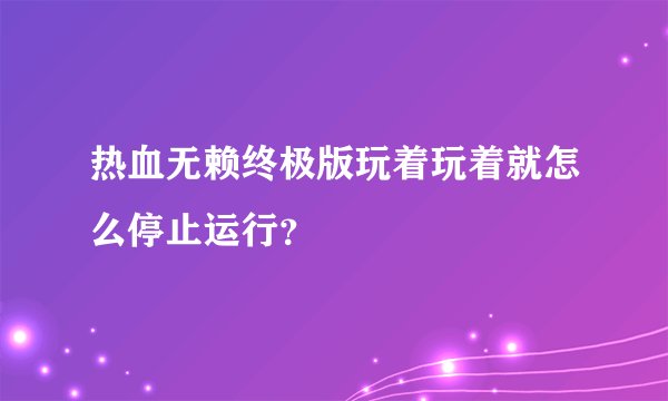 热血无赖终极版玩着玩着就怎么停止运行？