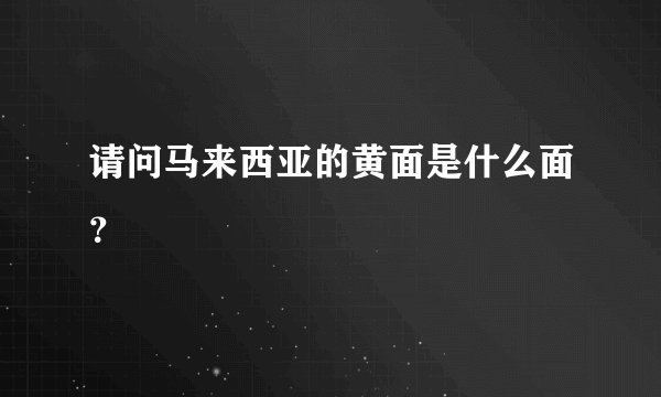 请问马来西亚的黄面是什么面？