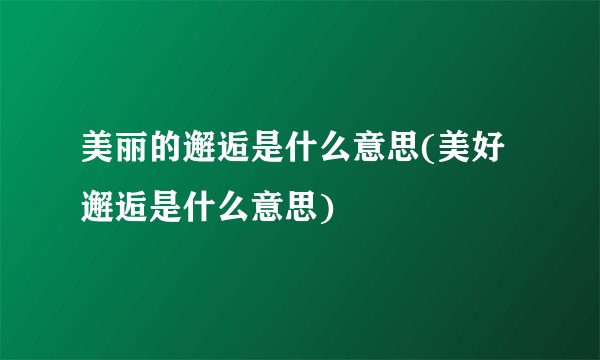 美丽的邂逅是什么意思(美好邂逅是什么意思)