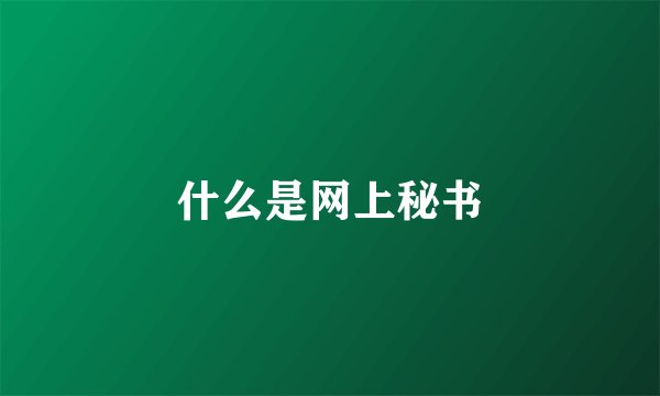 什么是网上秘书