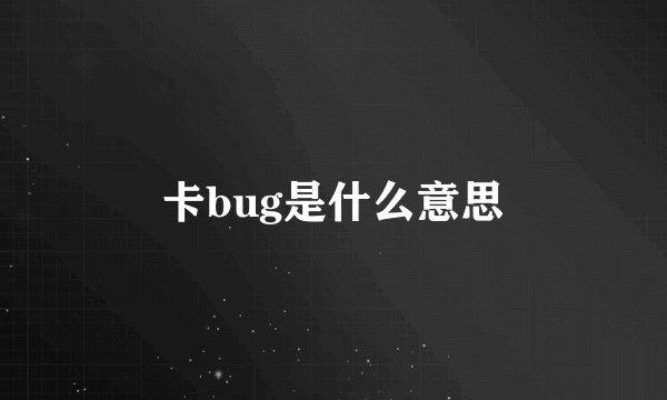 卡bug是什么意思