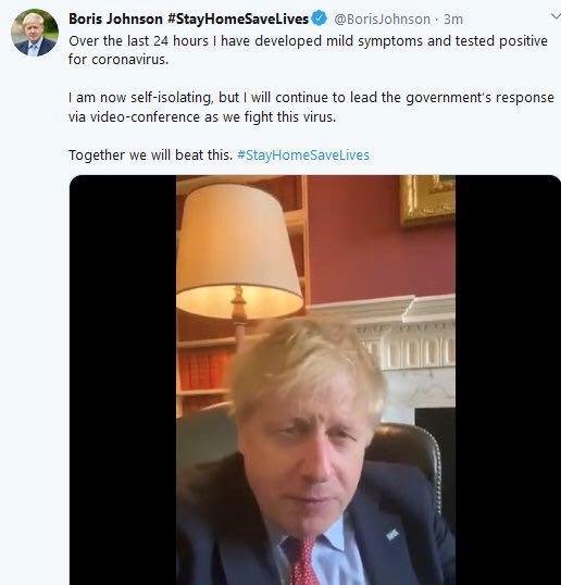 英国首相鲍里斯·约翰逊，阳性