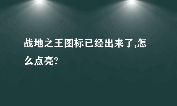 战地之王图标已经出来了,怎么点亮?