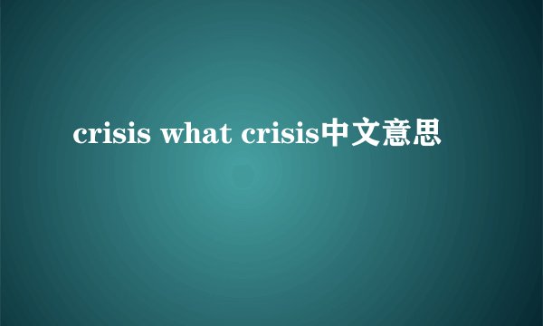 crisis what crisis中文意思