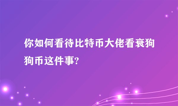 你如何看待比特币大佬看衰狗狗币这件事?