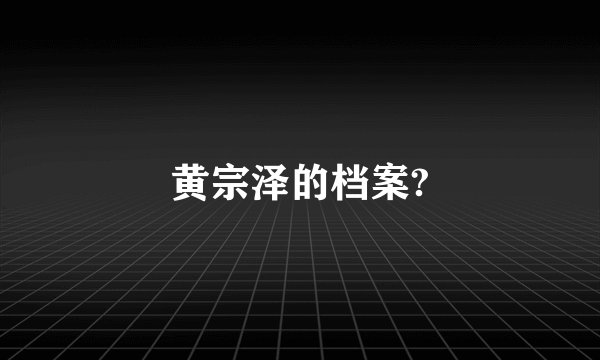黄宗泽的档案?