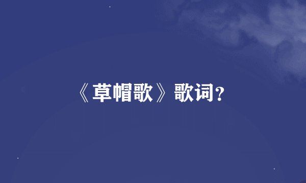 《草帽歌》歌词？
