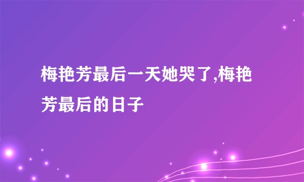 梅艳芳最后一天她哭了,梅艳芳最后的日子