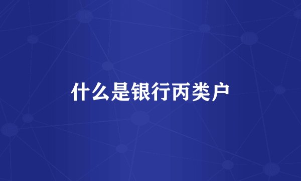 什么是银行丙类户