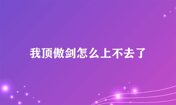 我顶傲剑怎么上不去了