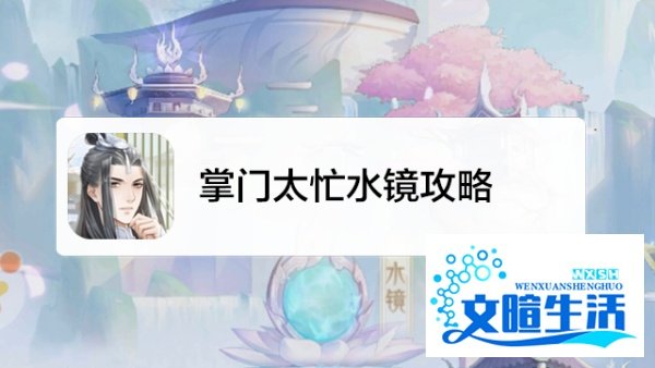 掌门太忙水镜攻略