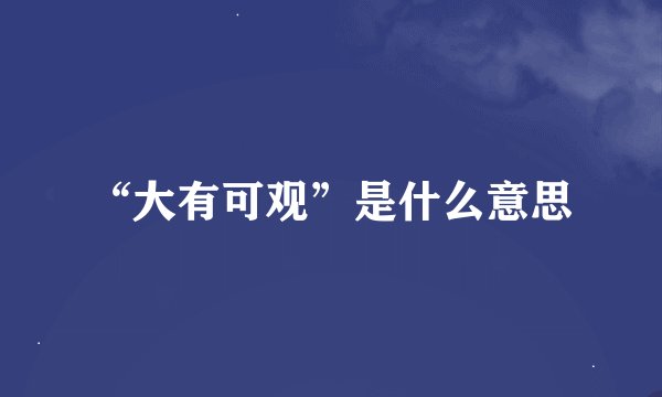 “大有可观”是什么意思
