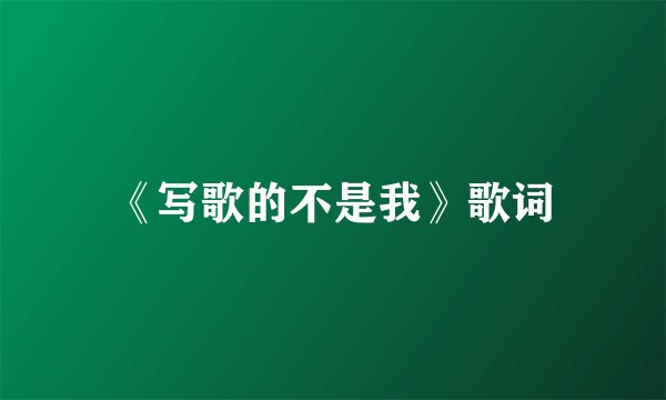 《写歌的不是我》歌词