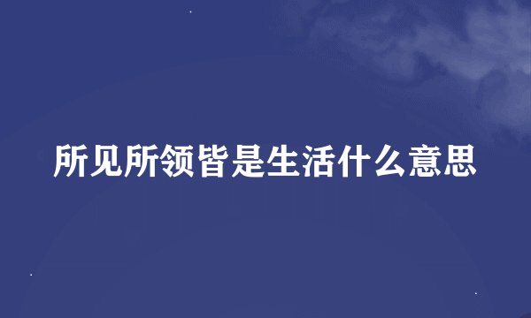 所见所领皆是生活什么意思