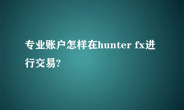 专业账户怎样在hunter fx进行交易?