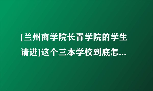 [兰州商学院长青学院的学生请进]这个三本学校到底怎么样？包括学习环境及以后就业问题？