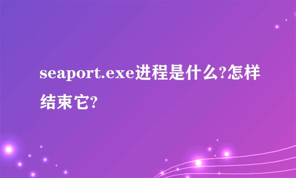 seaport.exe进程是什么?怎样结束它?