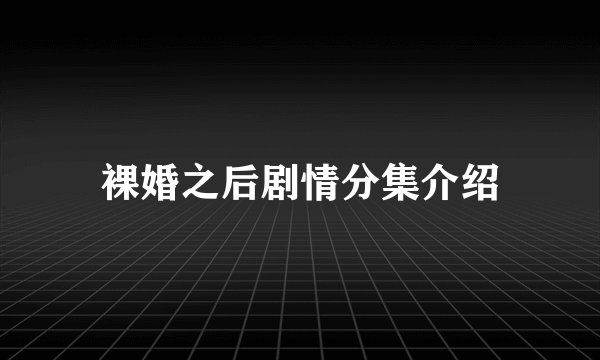 裸婚之后剧情分集介绍