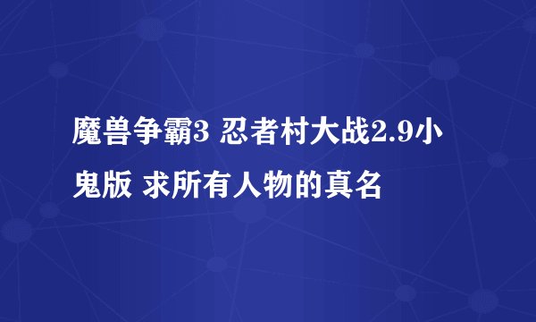 魔兽争霸3 忍者村大战2.9小鬼版 求所有人物的真名