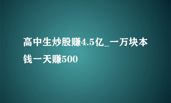 高中生炒股赚4.5亿_一万块本钱一天赚500