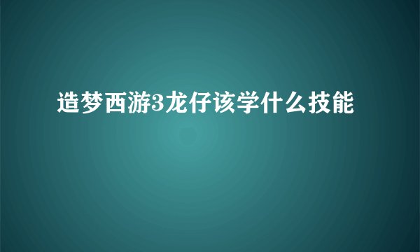 造梦西游3龙仔该学什么技能