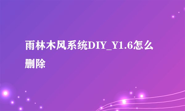 雨林木风系统DIY_Y1.6怎么删除