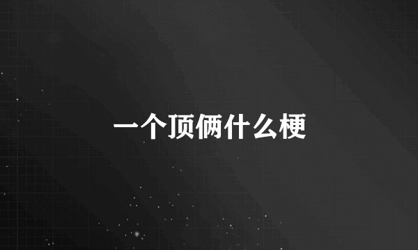 一个顶俩什么梗