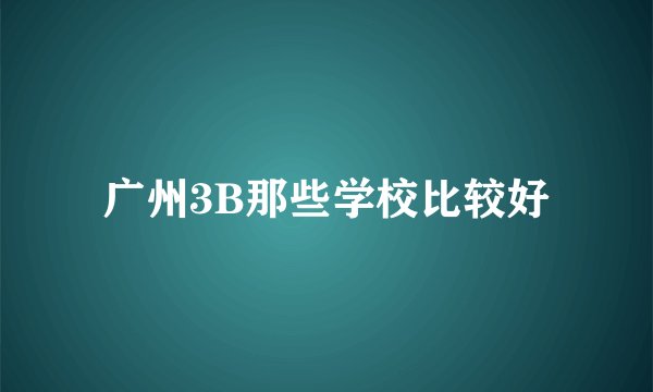 广州3B那些学校比较好