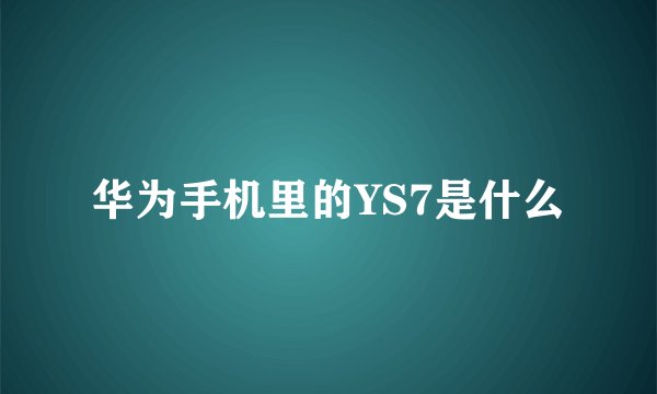 华为手机里的YS7是什么